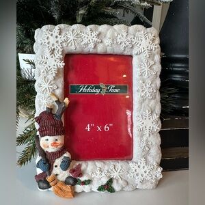 HOLIDAY TIME 4x6 HOLIDAY SNOWMAN WINTER DECORATIVE PHOTO PICTURE FRAME NO Box